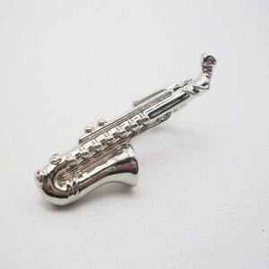 Saxophone Tie Clip Bar silver tone classic Men's Jewelry Musician Gift